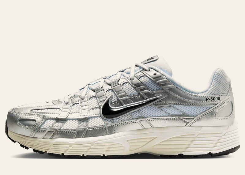 Nike P-6000 White Metallic Silver Flat Silver Black