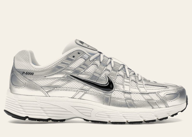 Nike P-6000 White Metallic Silver Flat Silver Black