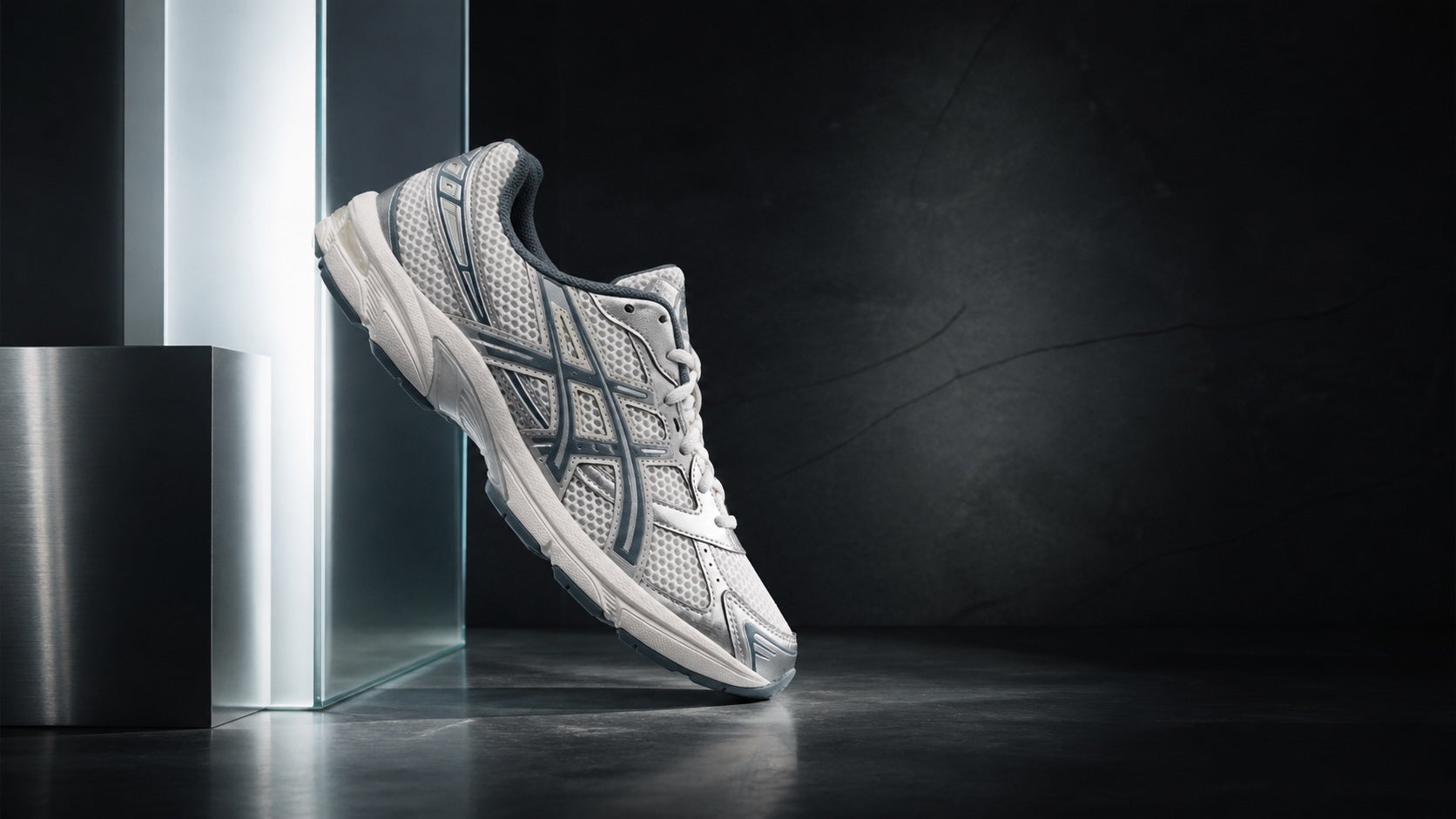 ASICS Gel-1130 Cream Ironclad in a dark material study